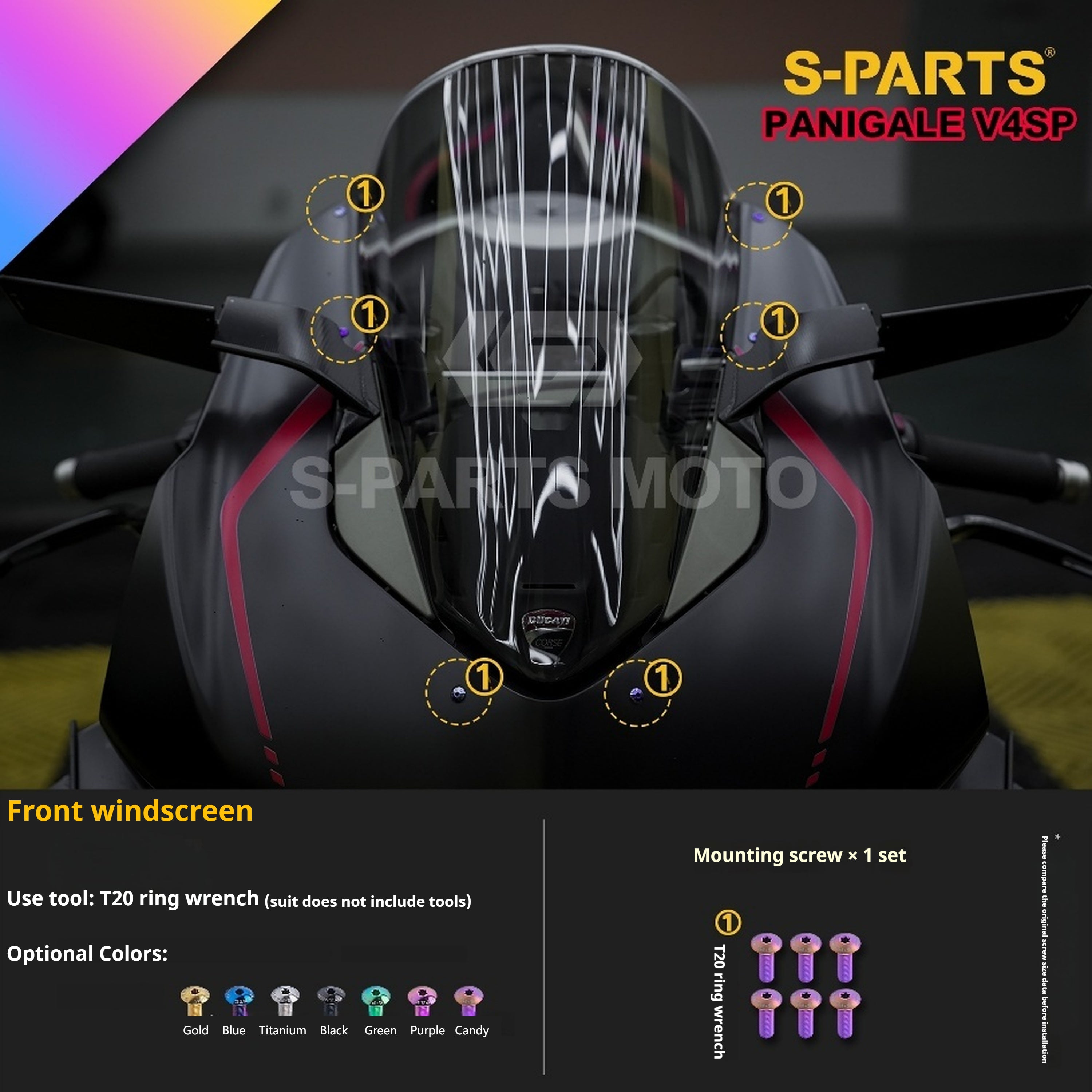SPARTS Ducati Panigale V4SP Motorcycle TC4 Titanium Alloy Bolt Kit – Candy Color Edition