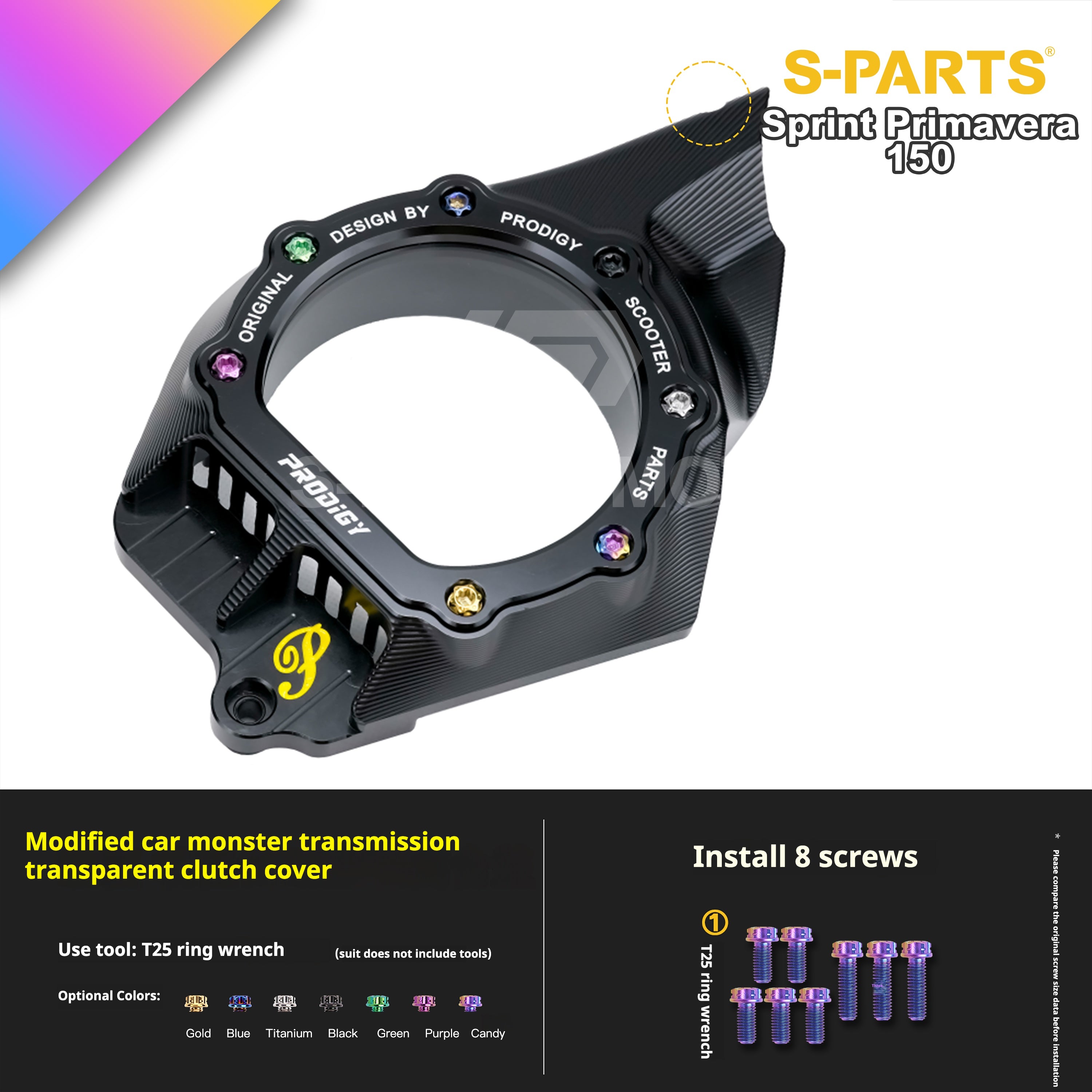 SPARTS Titanium Screw Set for Vespa Sprint/Primavera 150 – Custom Candy Color & CNC Titanium Upgrade Kit