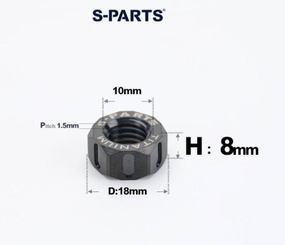 SPARTS Black Titanium Alloy Hex Nuts – TC4 Motorcycle Locking & Fastening Nuts  M4 M5 M6 M8 M10 M12