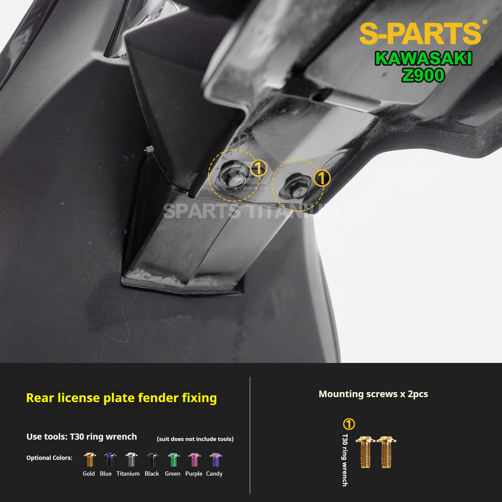 SPARTS TC4 Titanium Bolt Kit for Kawasaki Z900 2021 | Motorcycle Titanium Bolt Upgrade