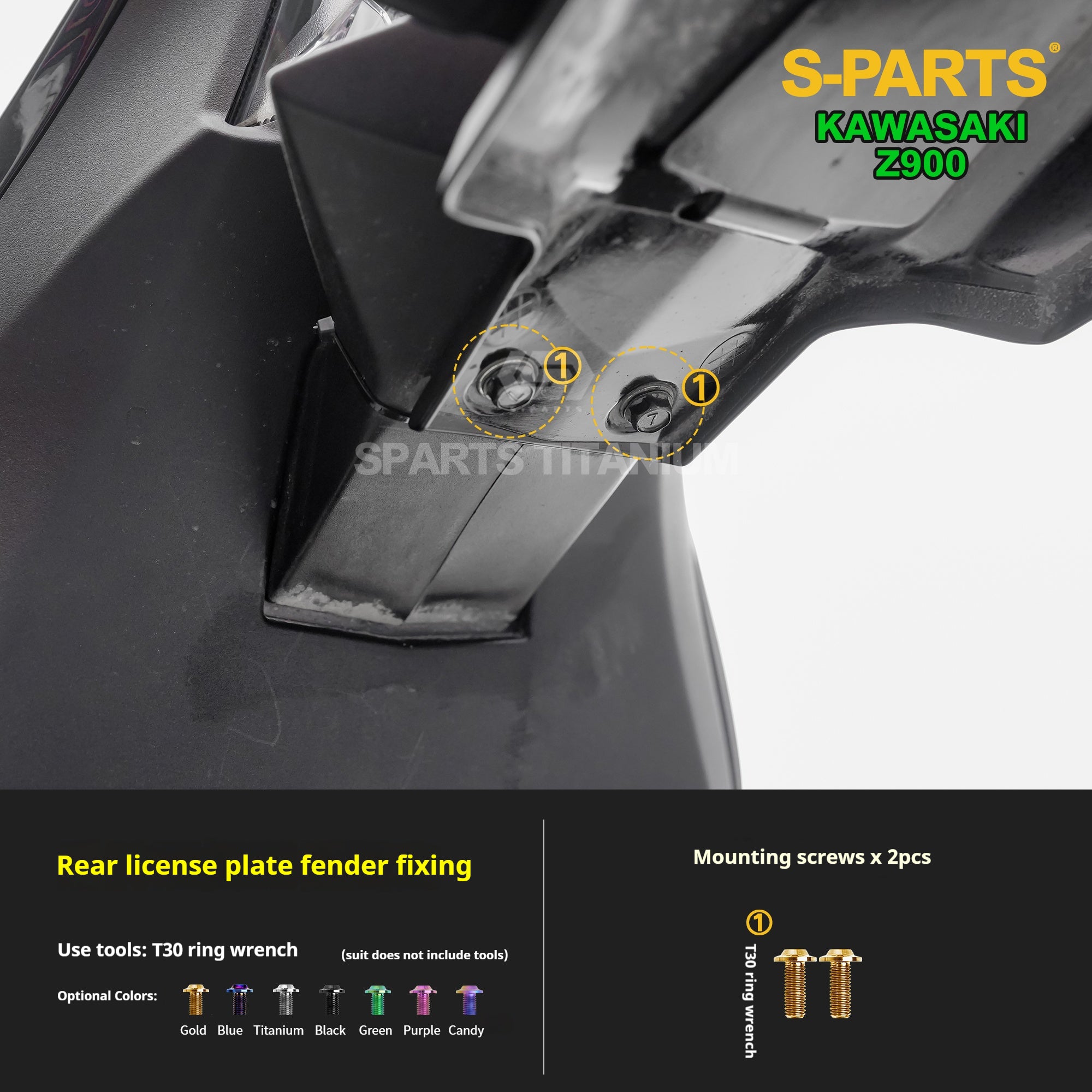 SPARTS Titanium Bolt Kit for Kawasaki Z900 2021 – ustom Candy Color & CNC Titanium Upgrade Kit - 2/2