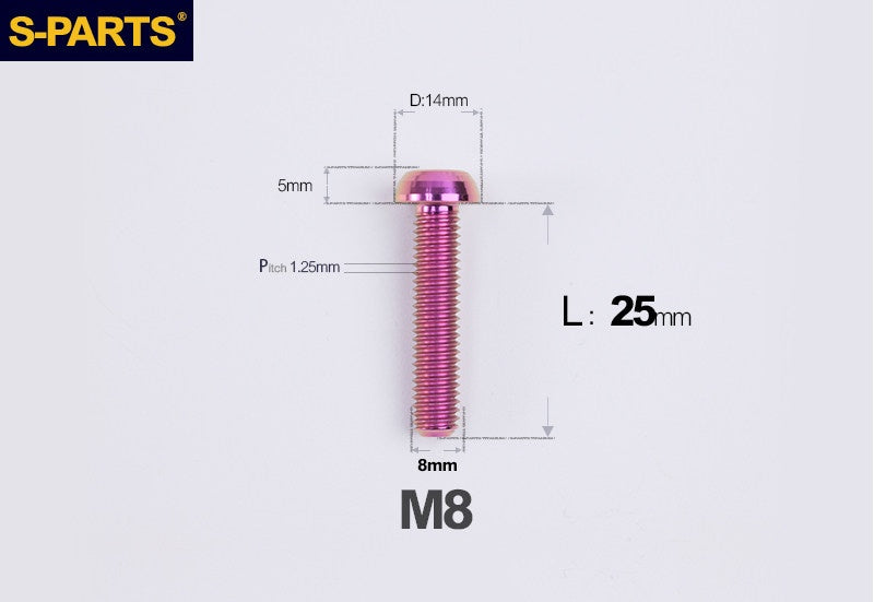 S-PARTS M8 A2 Series TC4 Titanium Bolts – Button Head Fasteners for Bicycle & E-Bike Upgrades