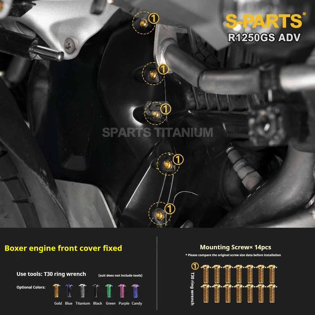 SPARTS Titanium Bolt Kit for BMW R 1250GS ADV – Custom Candy Color & CNC Titanium Upgrade Kit