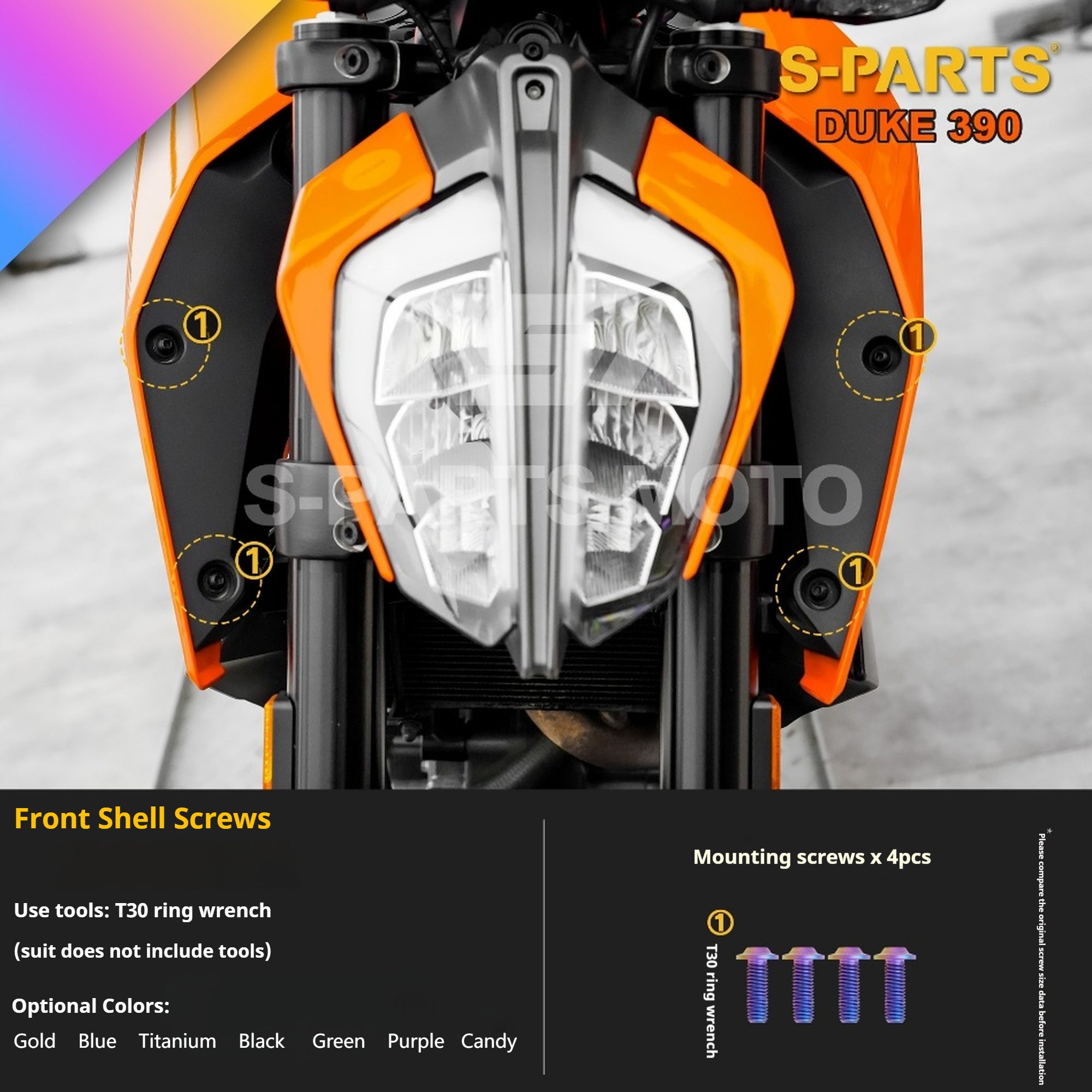 SPARTS Stan KTM DUKE 390 Dedicated · TC4 Titanium Full Motorcycle Bolt Kit