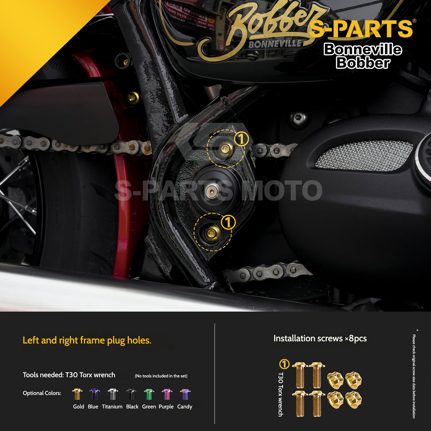 SPARTS Titanium Set Screws for Triumph Bonneville Bobber Motorcycle Modification