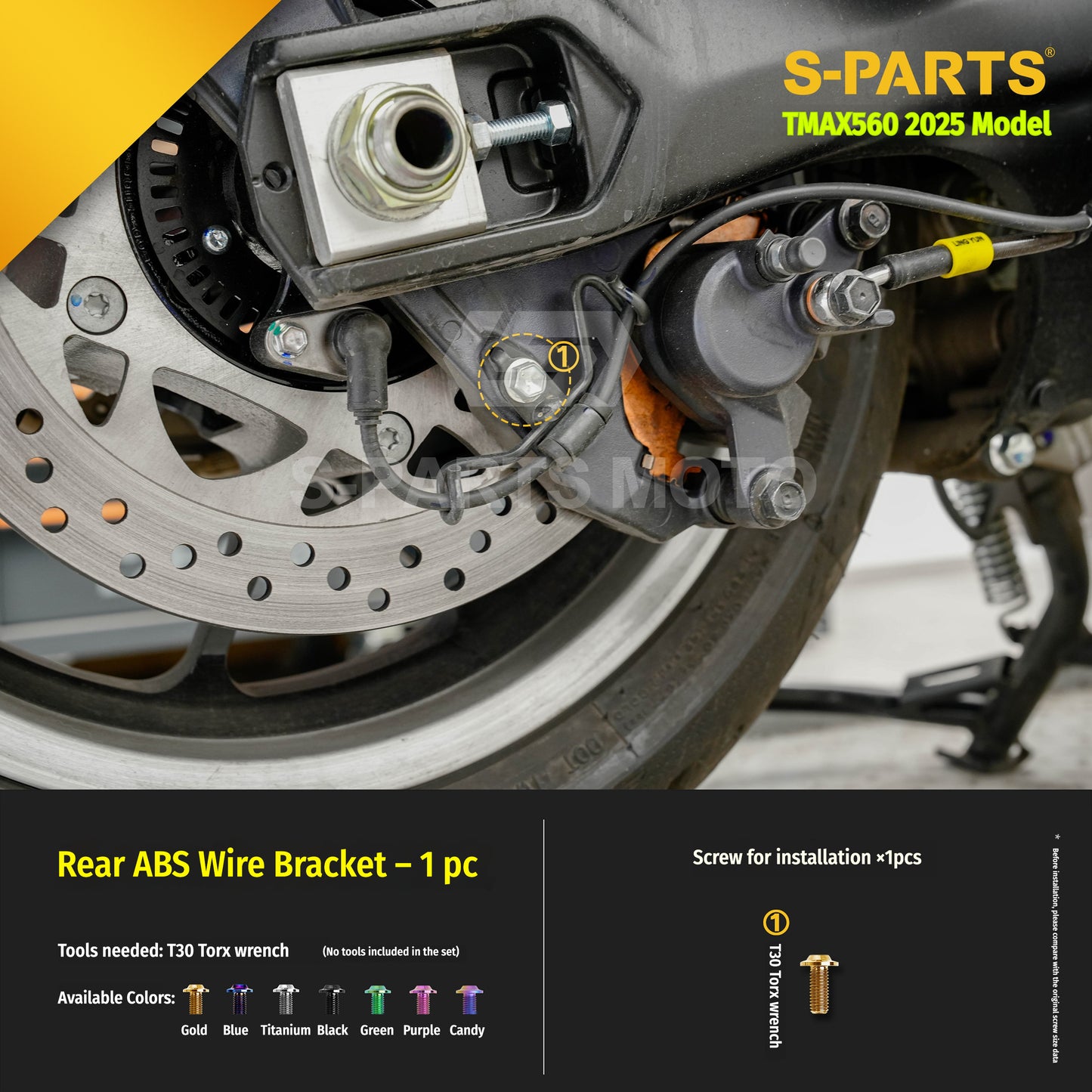 SPARTS Titanium Bolt Kit for YAMAHA TMAX560 2025-Rear Swingarm & Rear Wheel Section
