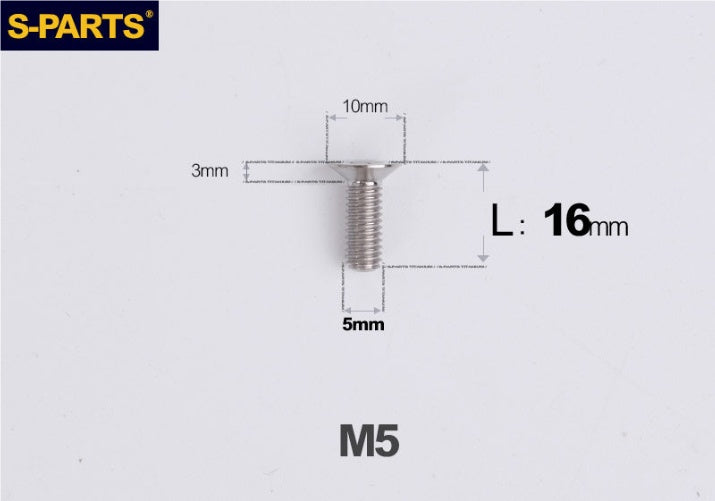 SPARTS M5 Countersunk Titanium Bolt | TC4 Flat Head Motorcycle Fastener