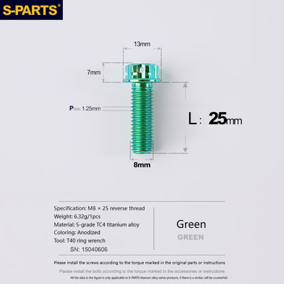 SPARTS Titanium MirrorMotorcycle Rearview Mirror Bolts· M8/M10