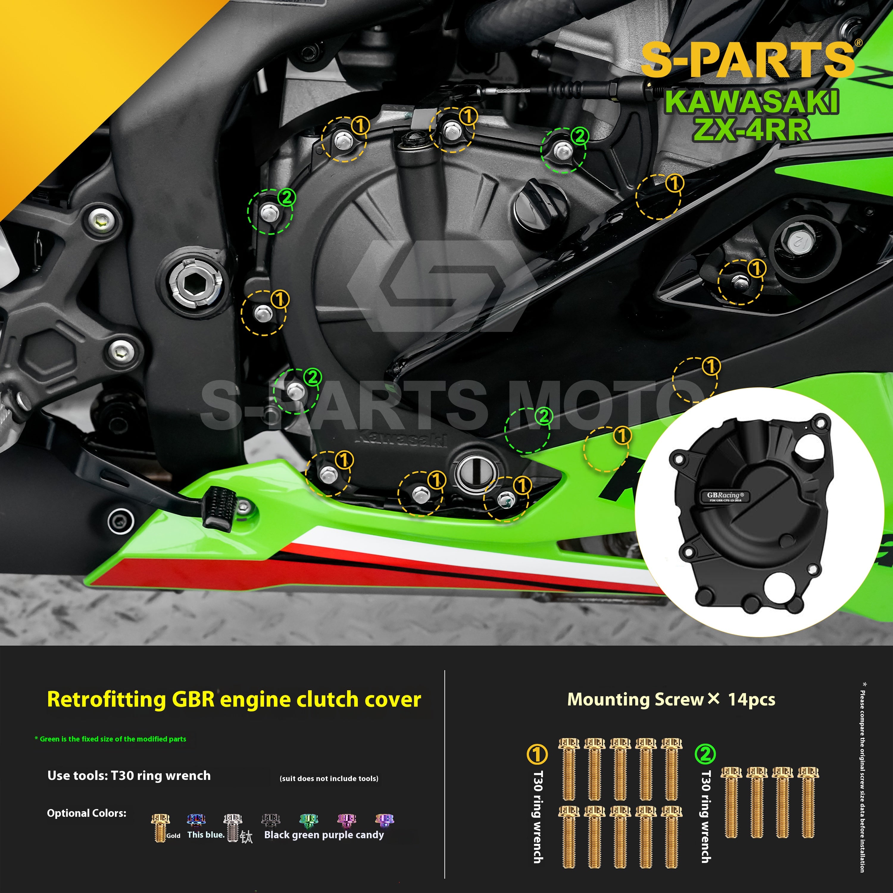 SPARTS TC4 Titanium Bolt Kit for Kawasaki ZX-4RR | Motorcycle Titanium Bolt Upgrade