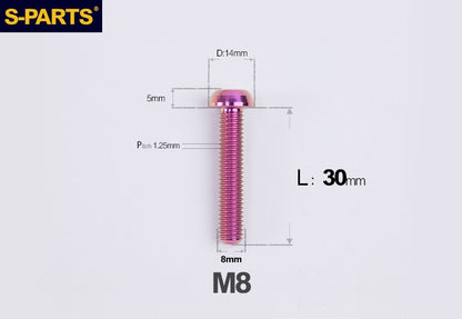 S-PARTS M8 A2 Series TC4 Titanium Bolts – Button Head Fasteners for Bicycle & E-Bike Upgrades