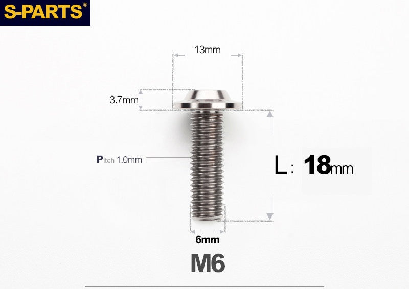SPARTS A3 Button Head M6 D13 Titanium Bolt for Motorcycle & Bicycle Modification