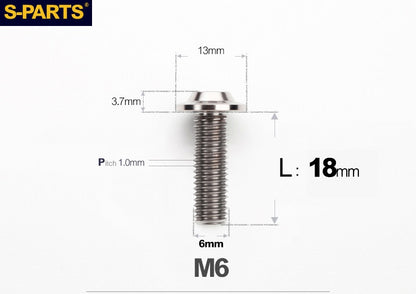 SPARTS A3 Button Head M6 D13 Titanium Bolt for Motorcycle & Bicycle Modification