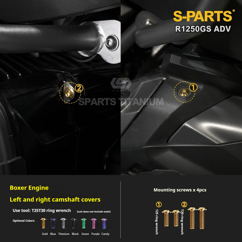 SPARTS Titanium Bolt Kit for BMW R 1250GS ADV – Custom Candy Color & CNC Titanium Upgrade Kit