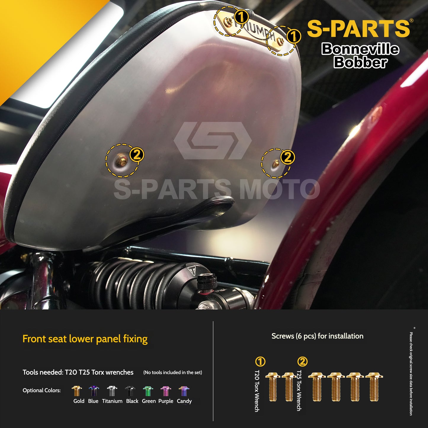 SPARTS Titanium Set Screws for Triumph Bonneville Bobber Motorcycle Modification