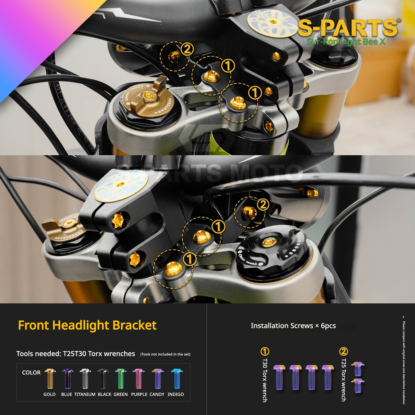 S-PARTS TC4 Titanium Full Bolt Kit for Sur-Ron Light Bee X (2025 Model)