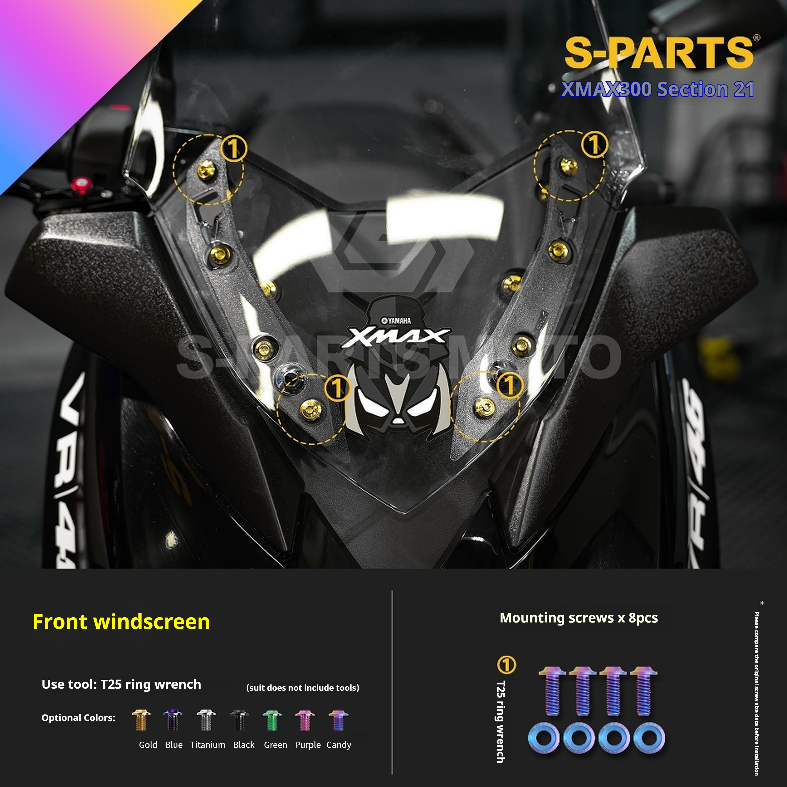 SPARTS Titanium Screw Set for Yamaha XMAX 300 2021 – Custom Candy Color & CNC Titanium Upgrade Kit