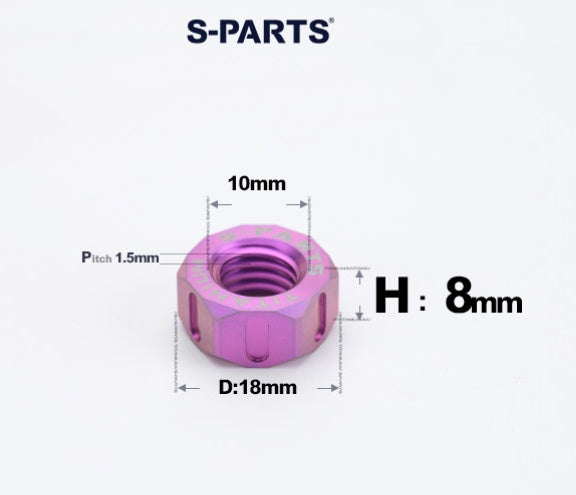 SPARTS Purple Titanium Alloy Hex Nuts – TC4 Motorcycle Locking & Fastening Nuts M5 M6 M8 M10 M12
