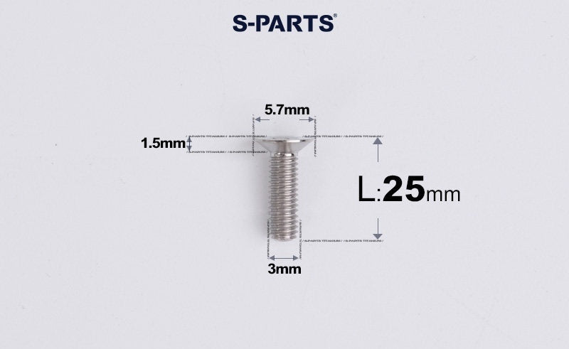 SPARTS Series M3 L6-30 Countersunk Titanium Bolt