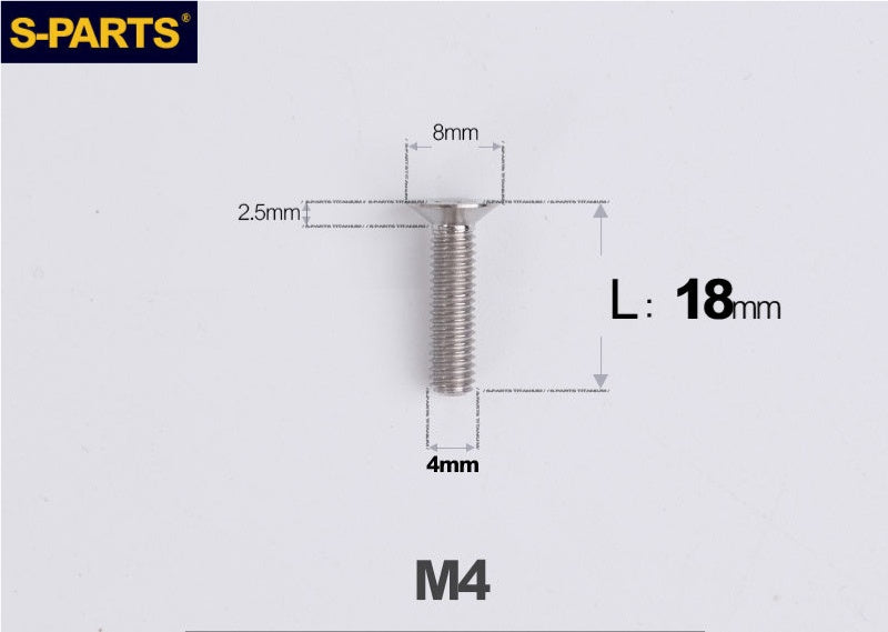 SPARTS M4x10-50mm Countersunk Titanium Alloy Bolt – Flat Head Fastening Screw for Motorcycle & Bicycle