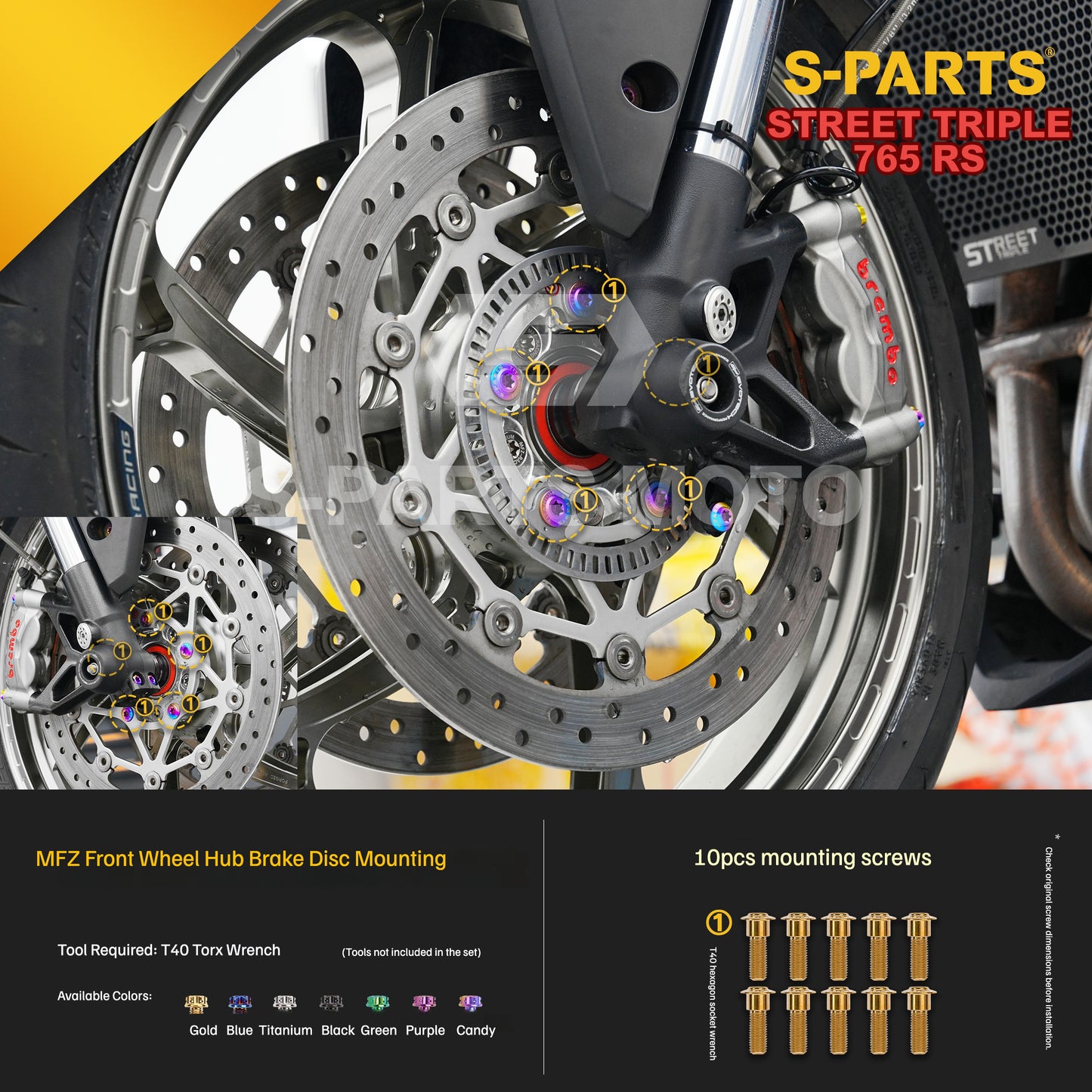 SPARTS Titanium Bolts for Triumph Street Triple 765 RS – Brake System Upgrade Fasteners