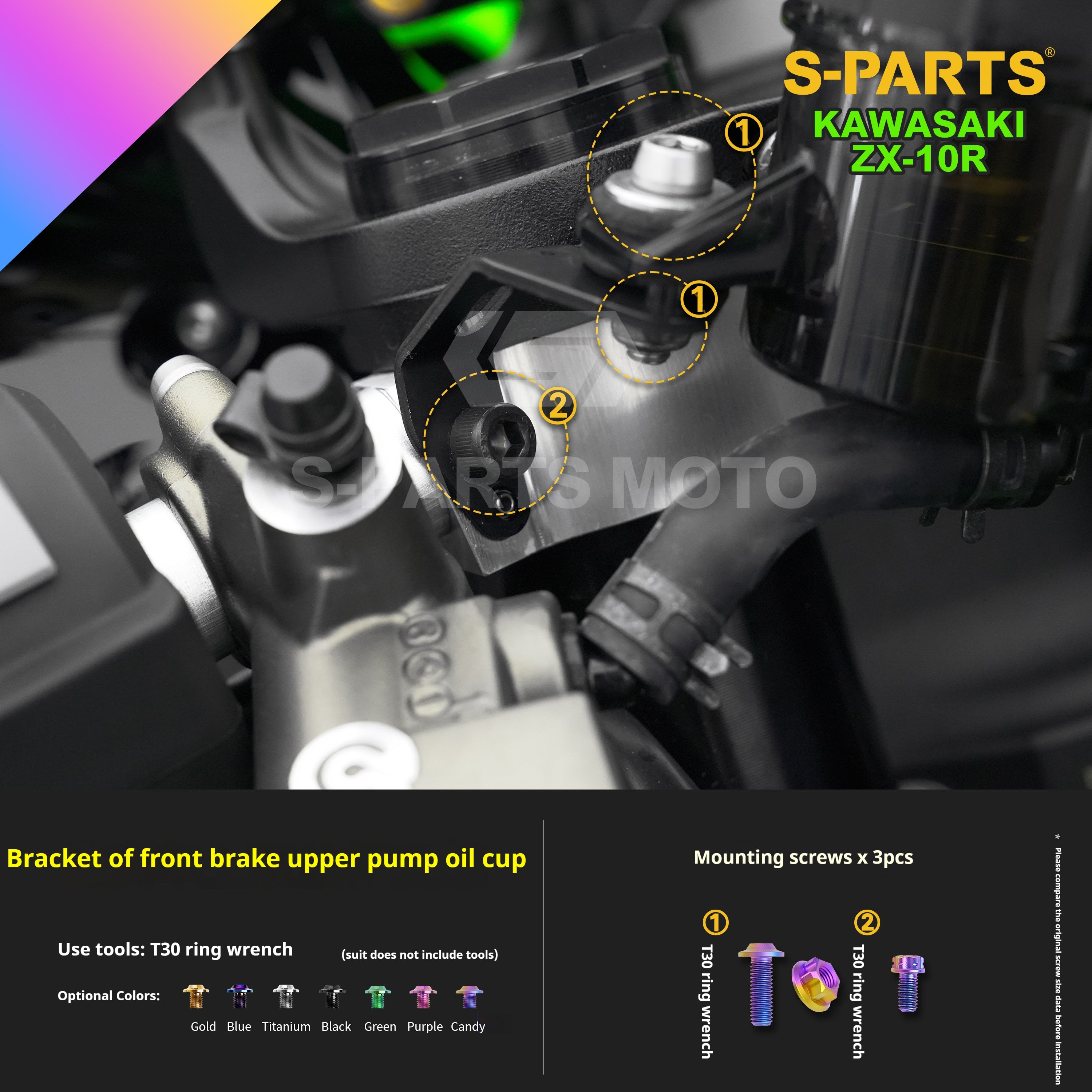 SPARTS Titanium Screw Set for Kawasaki ZX-10R 2023 – Custom Candy Color & CNC Titanium Upgrade Kit