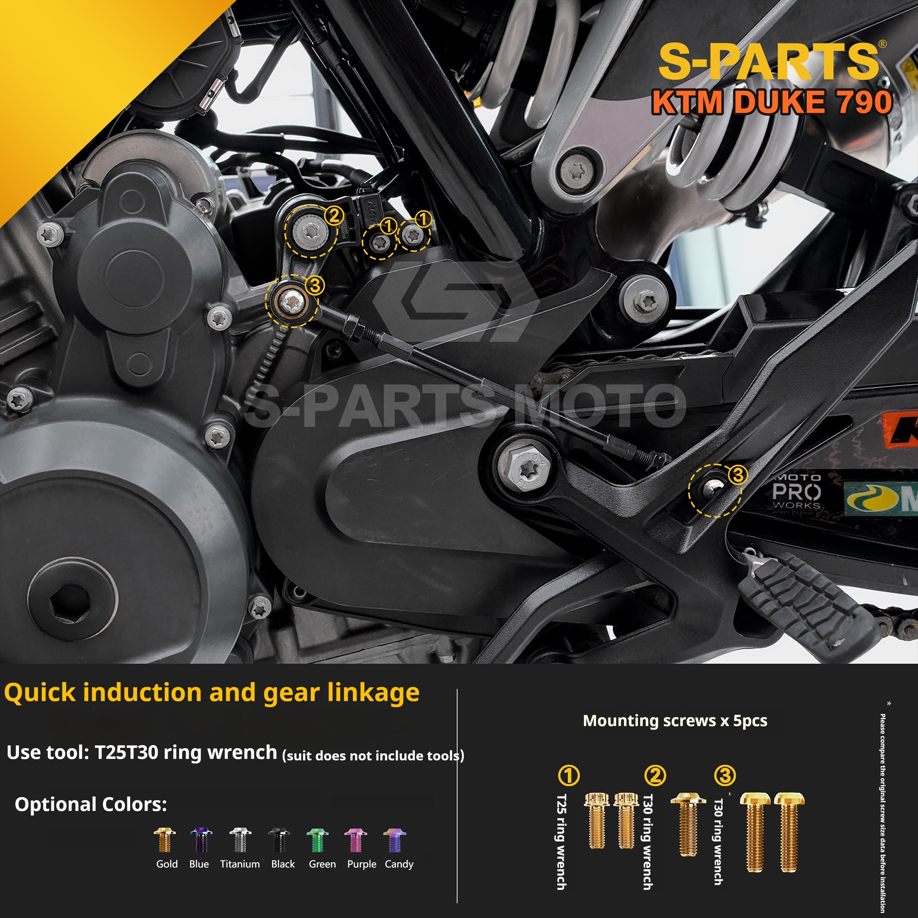 SPARTS Candy Color Titanium Bolt Kit for KTM DUKE 790 Disc Upgrade- Candy color