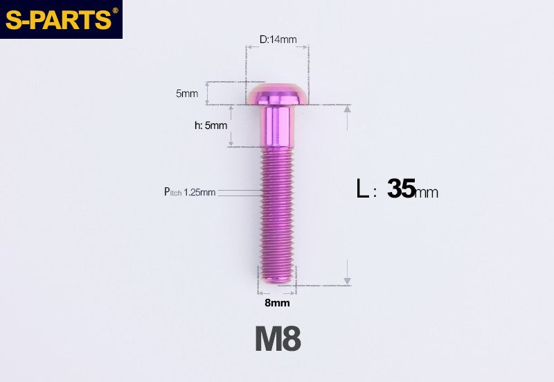 S-PARTS M8 A2 Series TC4 Titanium Bolts – Button Head Fasteners for Bicycle & E-Bike Upgrades
