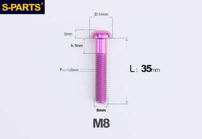 S-PARTS M8 A2 Series TC4 Titanium Bolts – Button Head Fasteners for Bicycle & E-Bike Upgrades