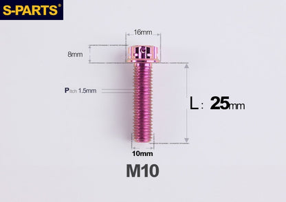 SPARTS M10 P1.5 A3 Series Titanium Bolt – Standard Head – 650°C Forged – S-Grade TC4 for E-Bikes, Motorcycles & Bicycles