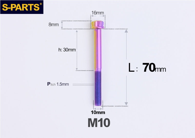 SPARTS M10 × P1.5 L15-120 Standard Head A3 Series Candy Color Titanium Bolt
