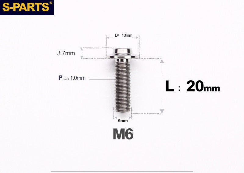 SPARTS A3 Button Head M6 D13 Titanium Bolt for Motorcycle & Bicycle Modification