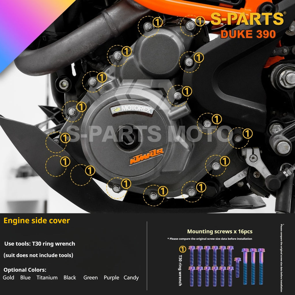 SPARTS Stan KTM DUKE 390 Dedicated · TC4 Titanium Full Motorcycle Bolt Kit
