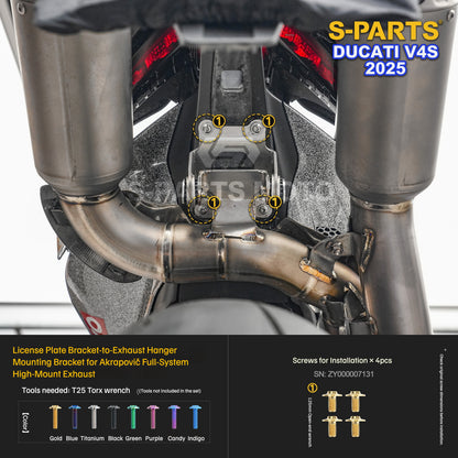 S-PARTS Titanium  Fastener Kit  Bodywork/Subframe and Exhaust for Ducati Panigale V4 S 2025