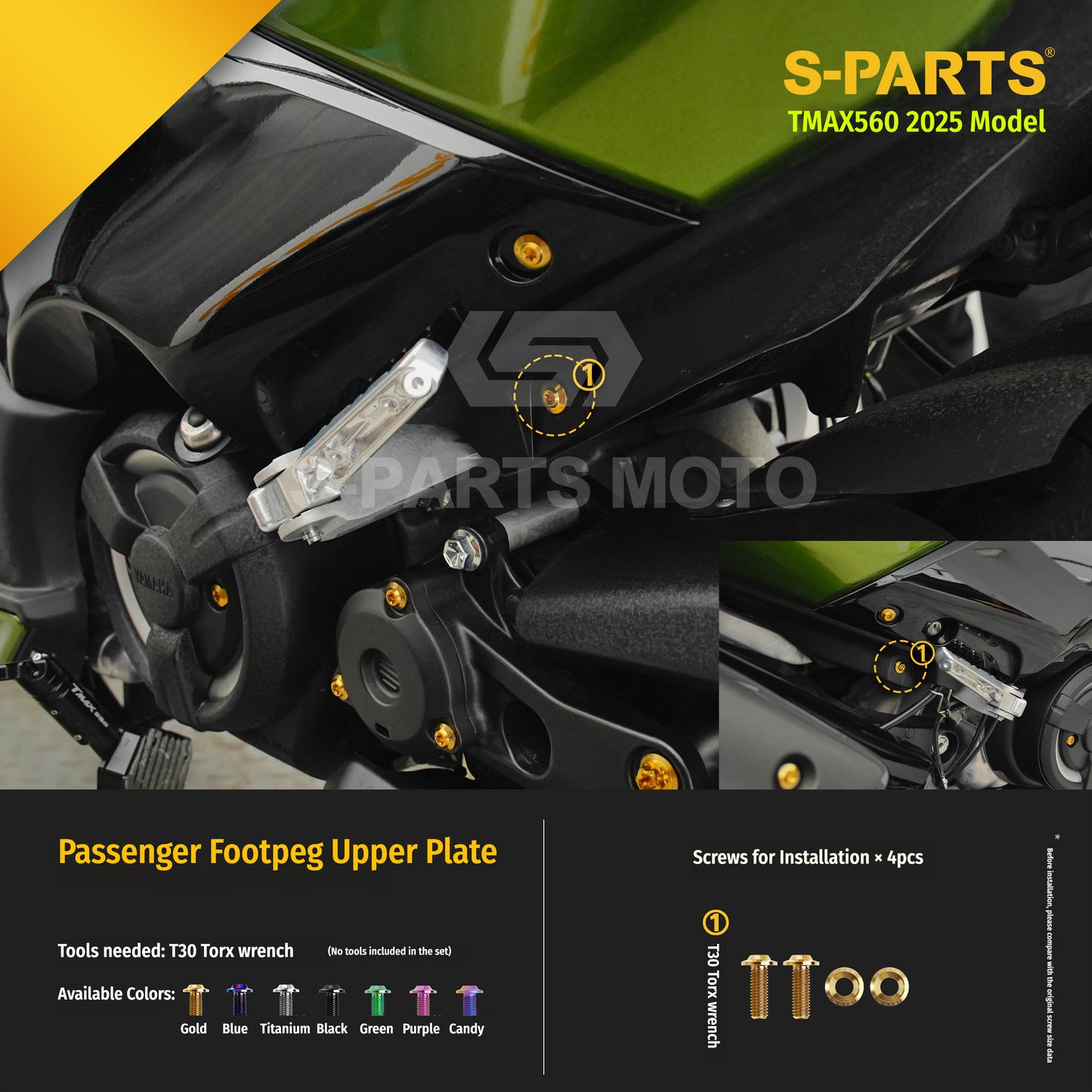 SPARTS Titanium Bolt Kit for YAMAHA TMAX560 2025-Rear Swingarm & Rear Wheel Section