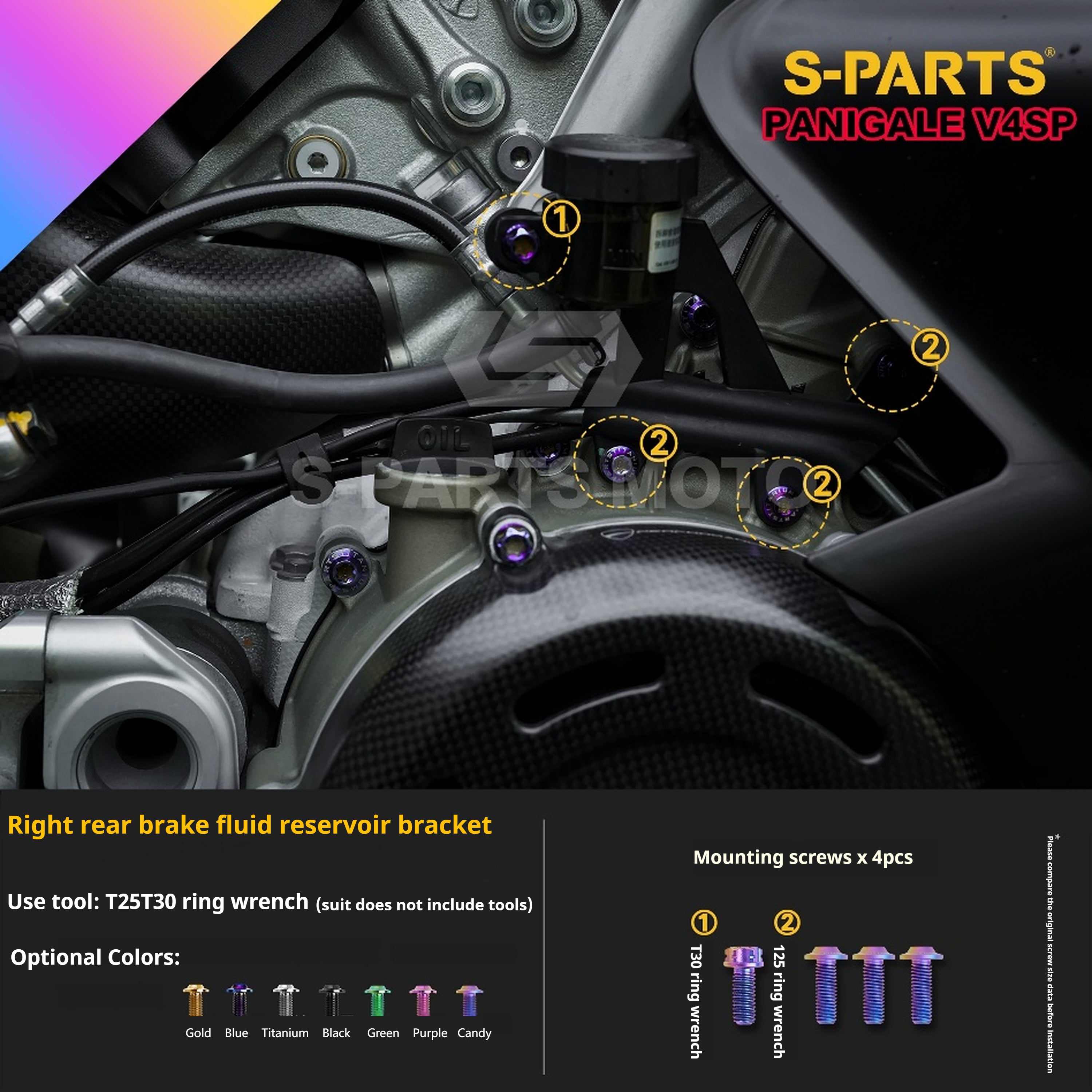 SPARTS Ducati Panigale V4SP Motorcycle TC4 Titanium Alloy Bolt Kit – Candy Color Edition
