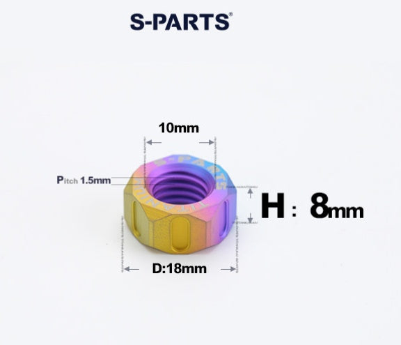 SPARTS Candy Titanium Alloy Hex Nuts – TC4 Motorcycle Locking & Fastening Nuts M5 M6 M8 M10 M12