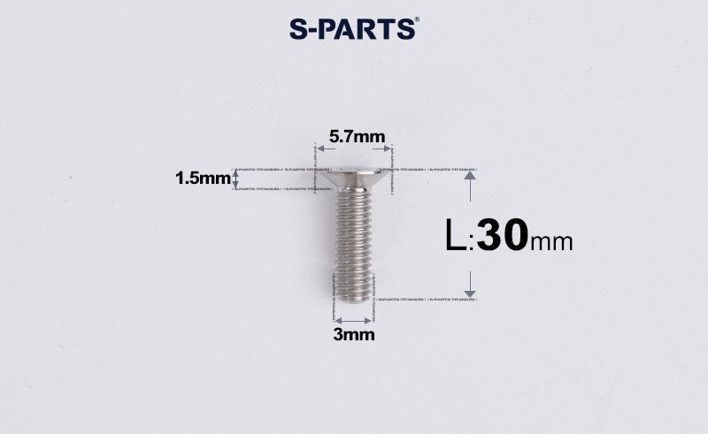 SPARTS Series M3 L6-30 Countersunk Titanium Bolt