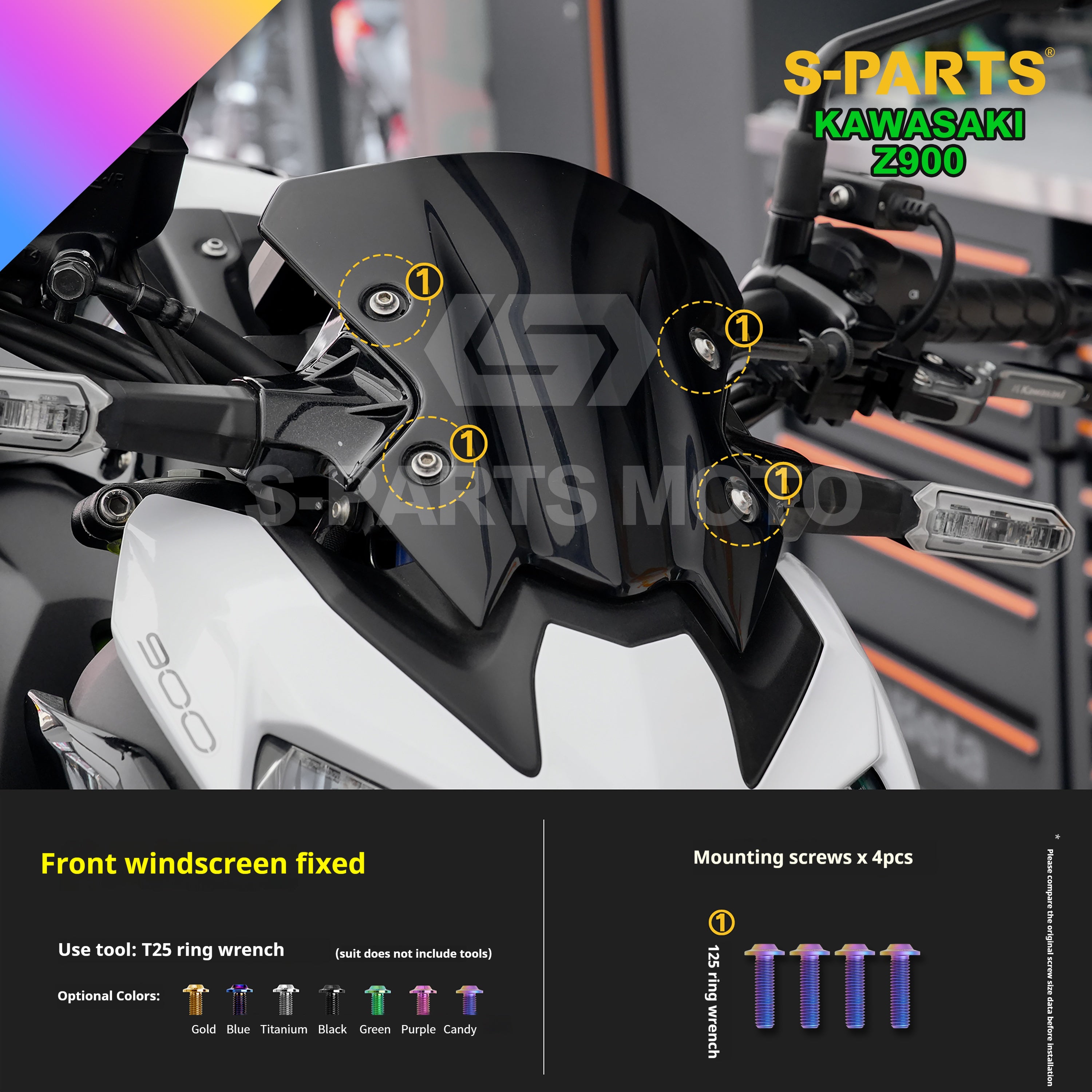 SPARTS Titanium Bolt Kit for Kawasaki Z900 2021 – ustom Candy Color & CNC Titanium Upgrade Kit - 1/2