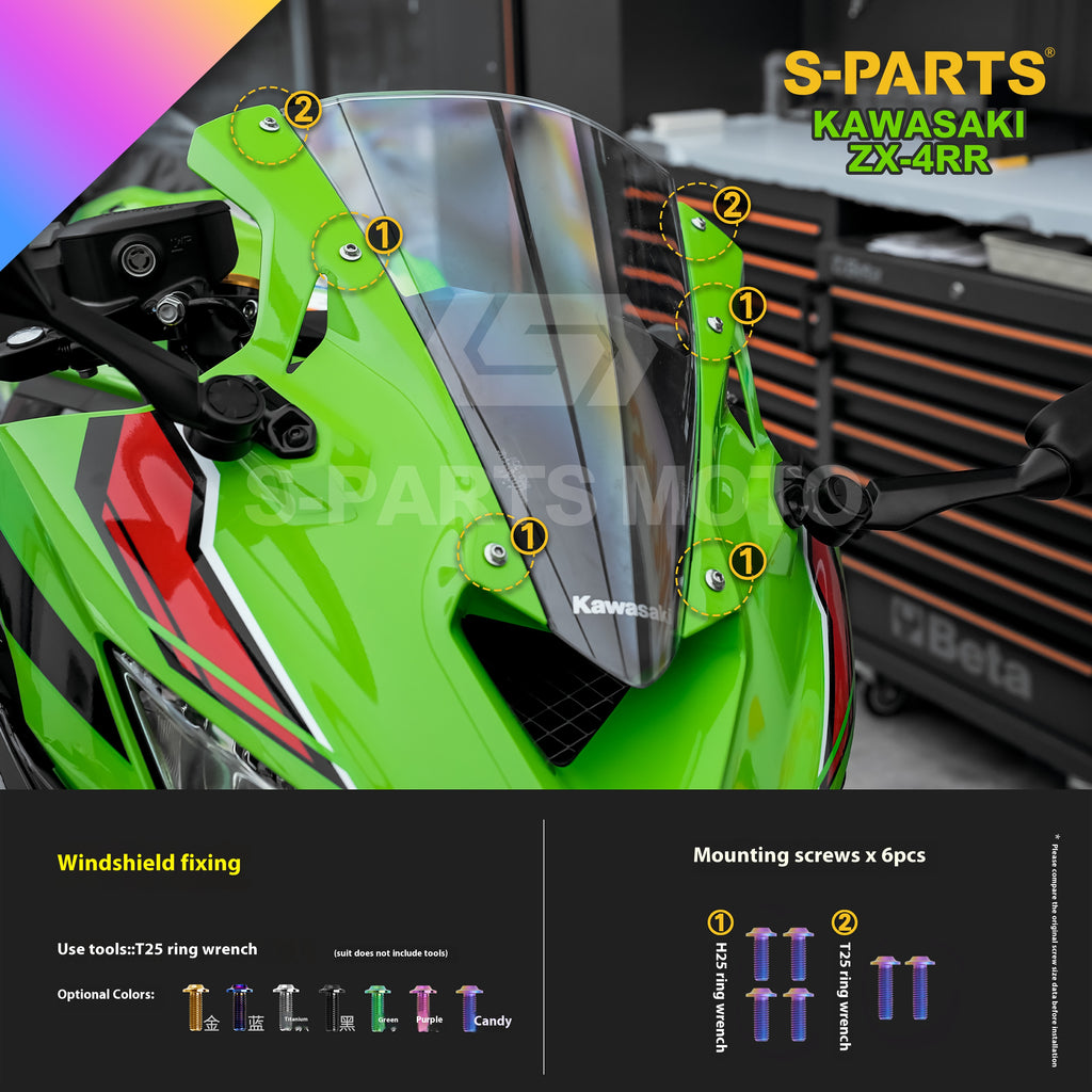 SPARTS TC4 Titanium Bolt Kit for Kawasaki ZX-4RR | Motorcycle Titanium Bolt Upgrade