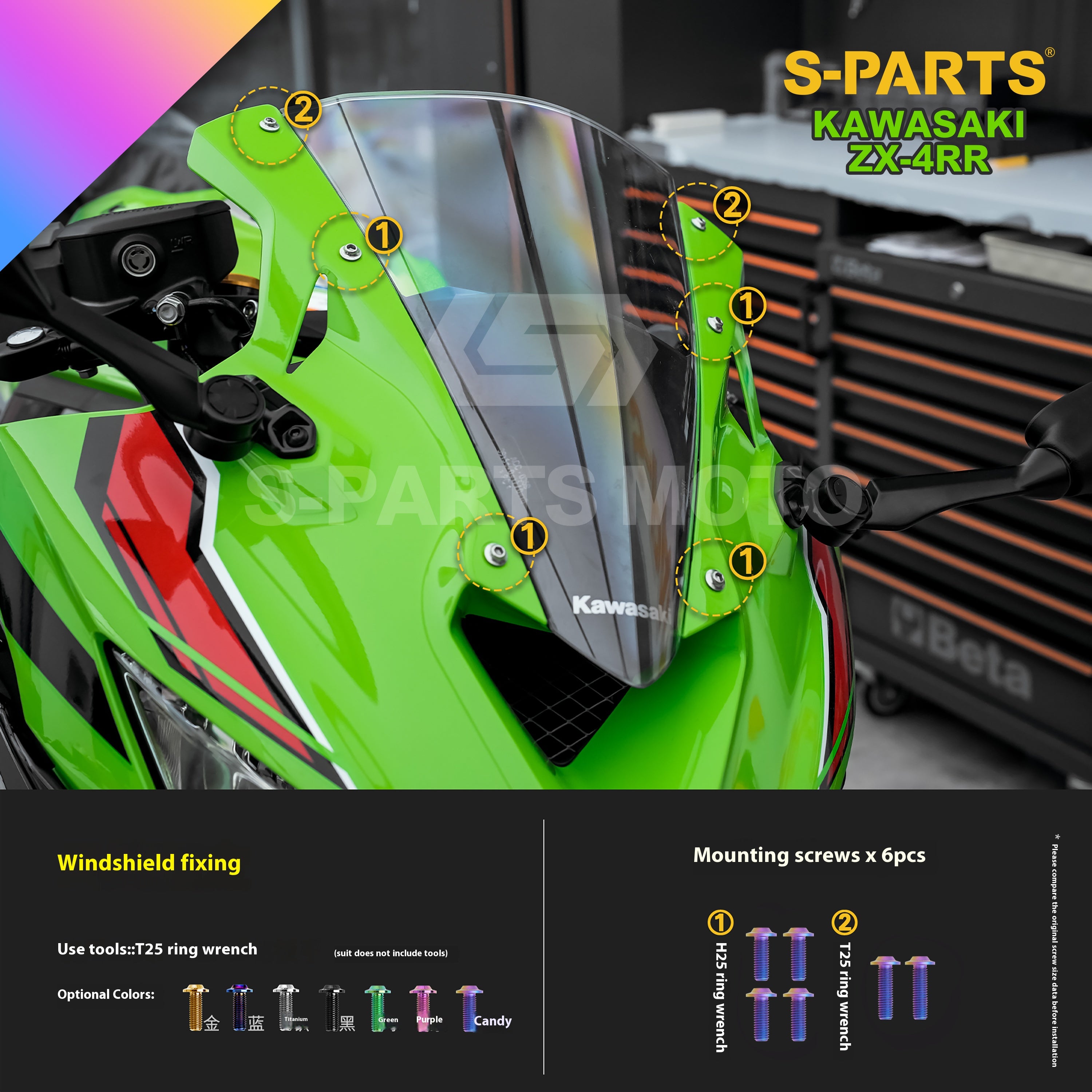 SPARTS TC4 Titanium Bolt Kit for Kawasaki ZX-4RR | Motorcycle Titanium Bolt Upgrade