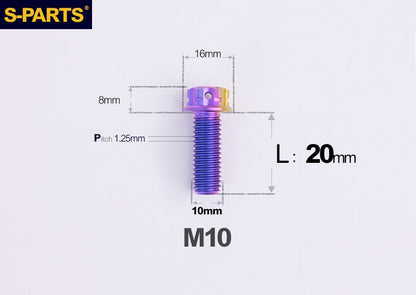 SPARTS M10 P1.25 A3 Series Standard Head Titanium Bolt | 650°C Forged | S-Grade TC4 | Motorcycle / E-Bike Upgrade