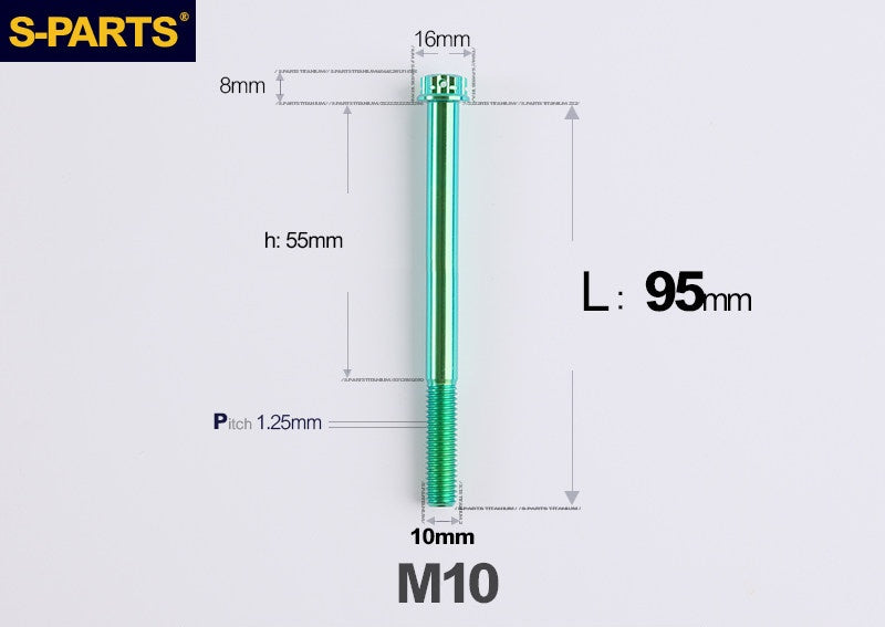 SPARTS M10 P1.25 A3 Series Standard Head Titanium Bolt | 650°C Forged | S-Grade TC4 | Motorcycle / E-Bike Upgrade