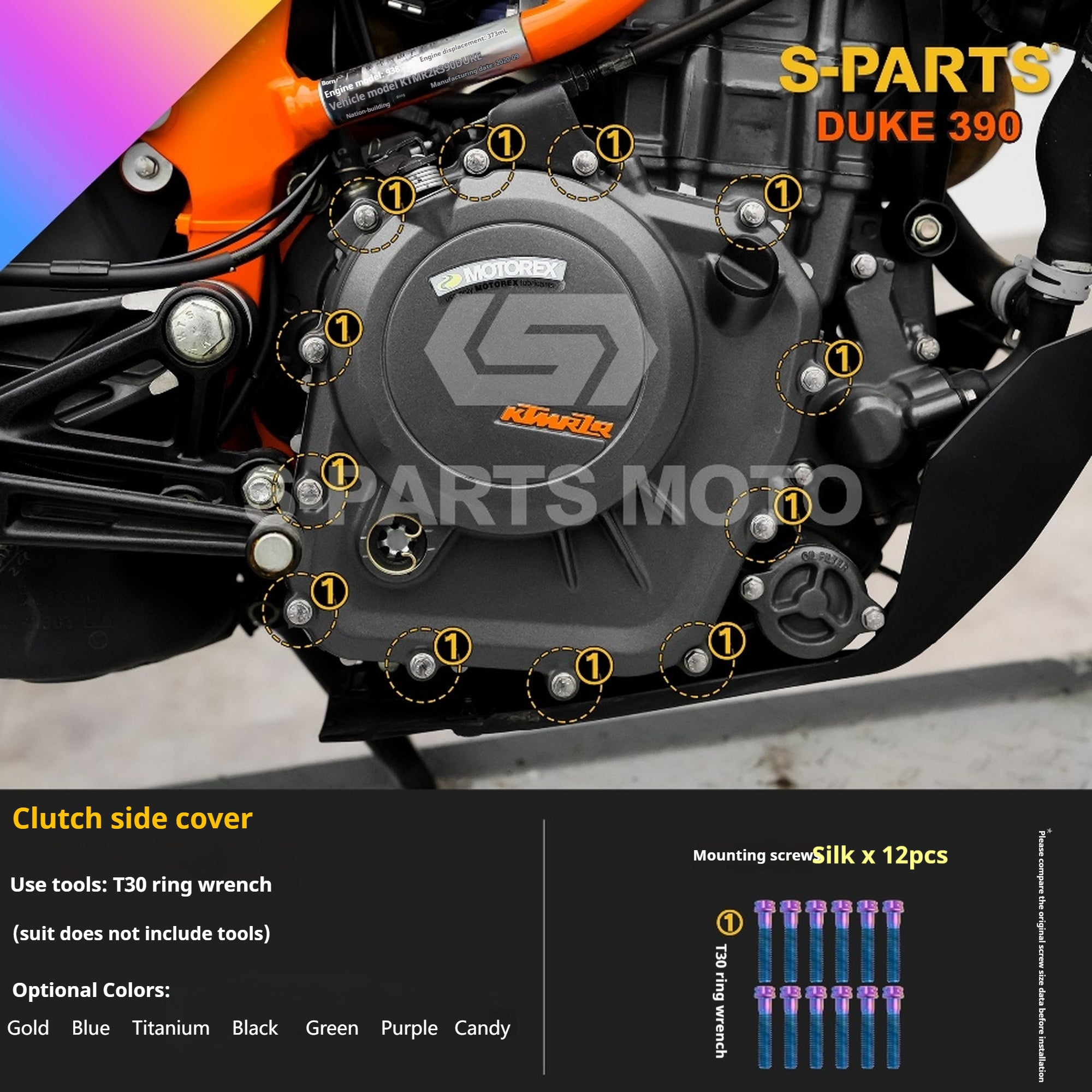SPARTS Stan KTM DUKE 390 Dedicated · TC4 Titanium Full Motorcycle Bolt Kit