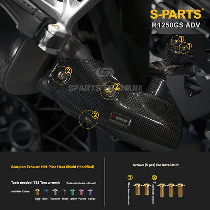 SPARTS Titanium Engine Cover, Exhaust & Crash Bar Bolt Kit for BMW R1250GS / ADV