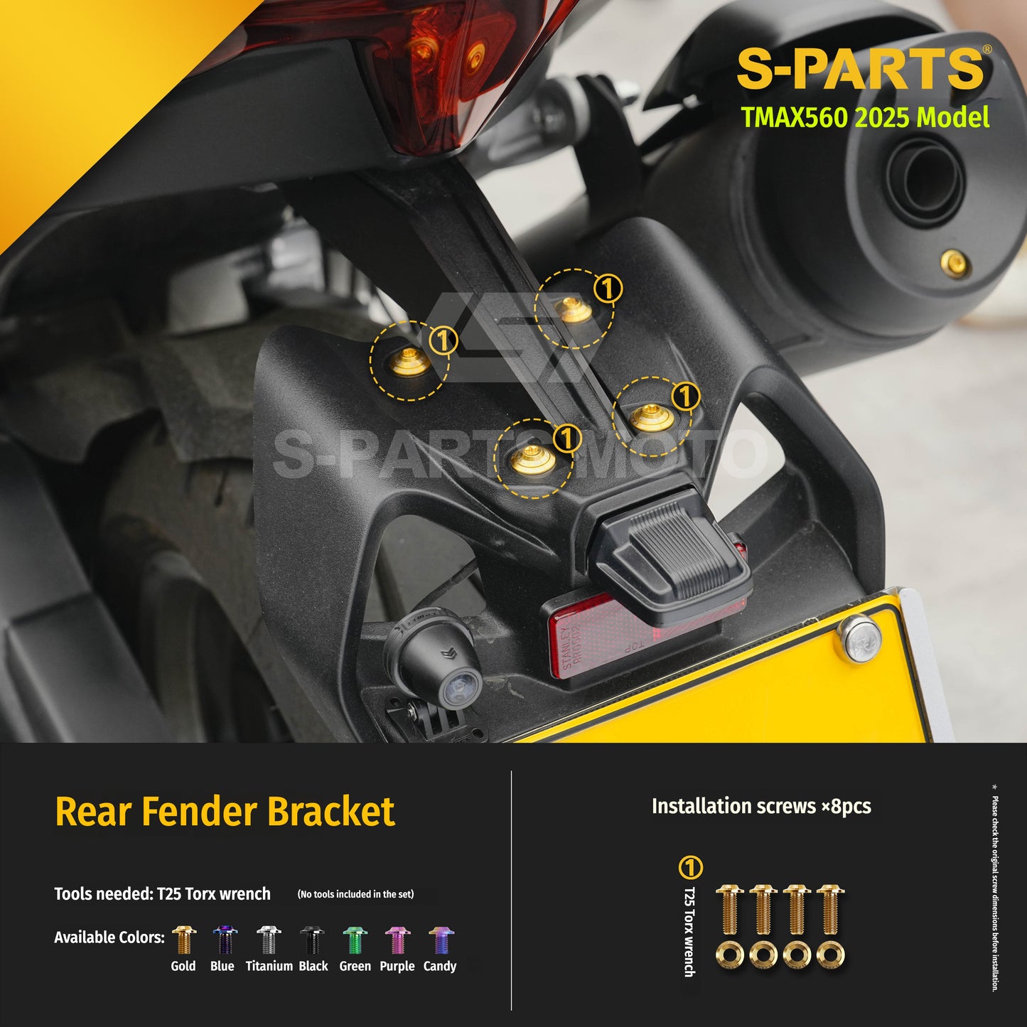 SPARTS Titanium Bolt Kit for YAMAHA TMAX560 2025-Rear Swingarm & Rear Wheel Section