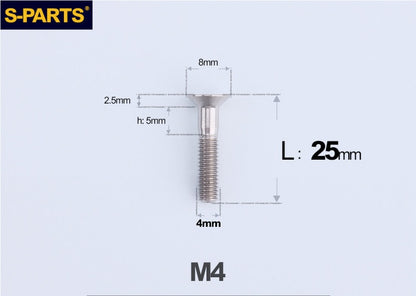 SPARTS M4x10-50mm Countersunk Titanium Alloy Bolt – Flat Head Fastening Screw for Motorcycle & Bicycle