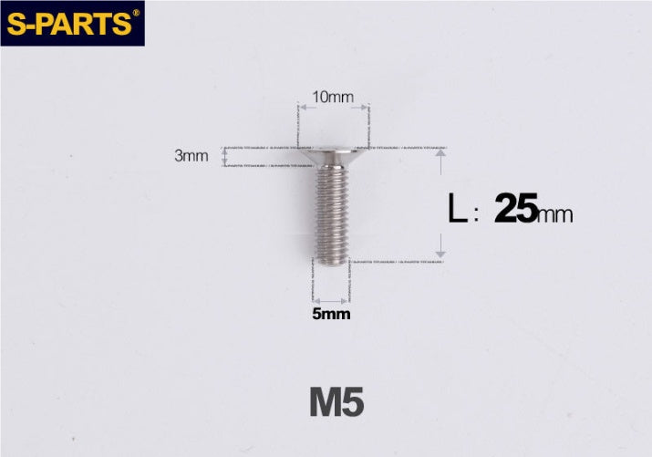 SPARTS M5 Countersunk Titanium Bolt | TC4 Flat Head Motorcycle Fastener