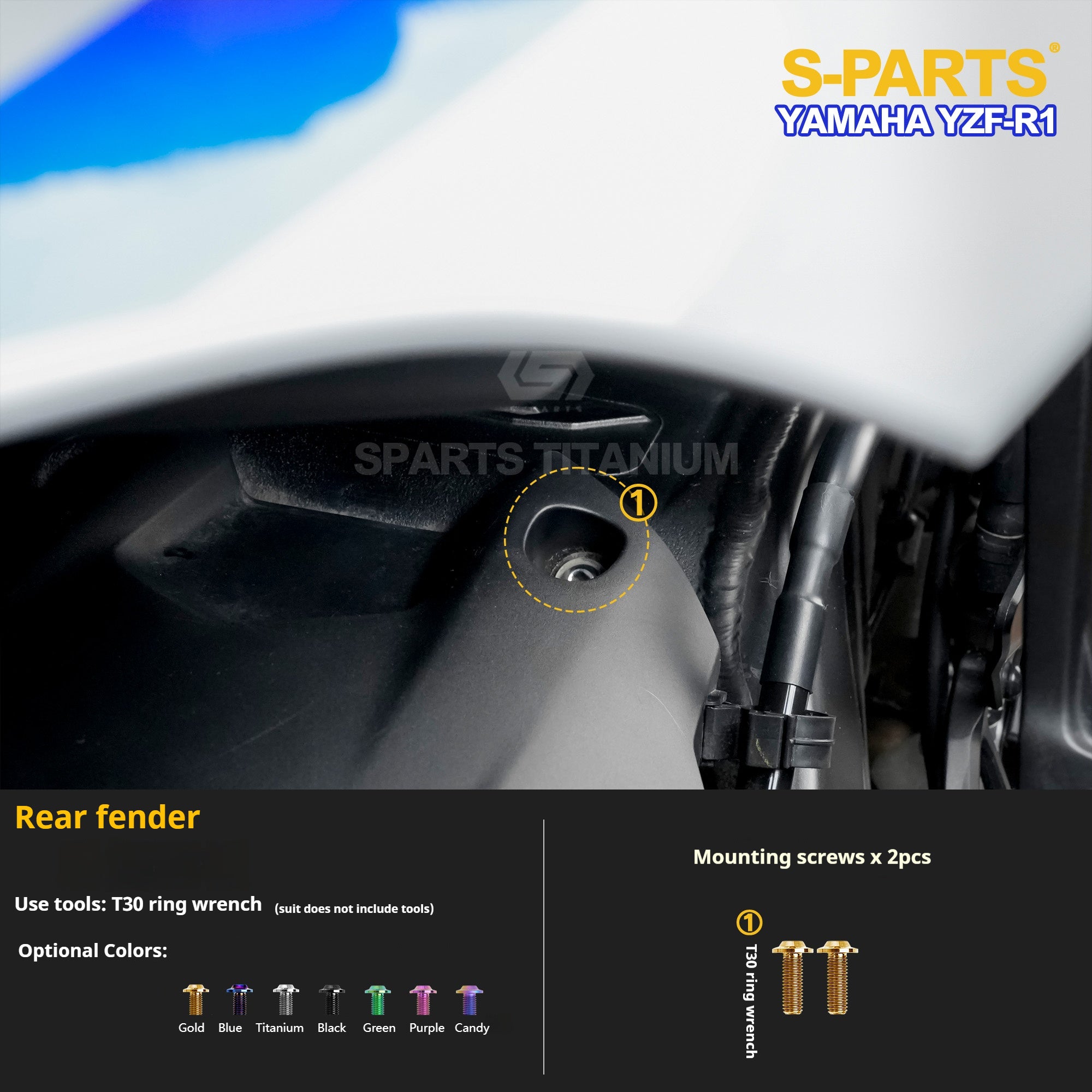 SPARTS TC4 Titanium Bolt Kit for Yamaha YZF-R1 | Motorcycle Titanium Bolt Upgrade