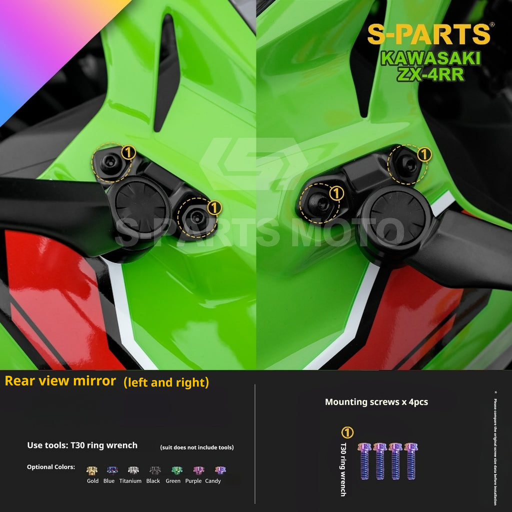 SPARTS Titanium Bolt Kit for Kawasaki ZX-4RR 2023 – Custom Candy Color & CNC Titanium Upgrade Kit- 1/2
