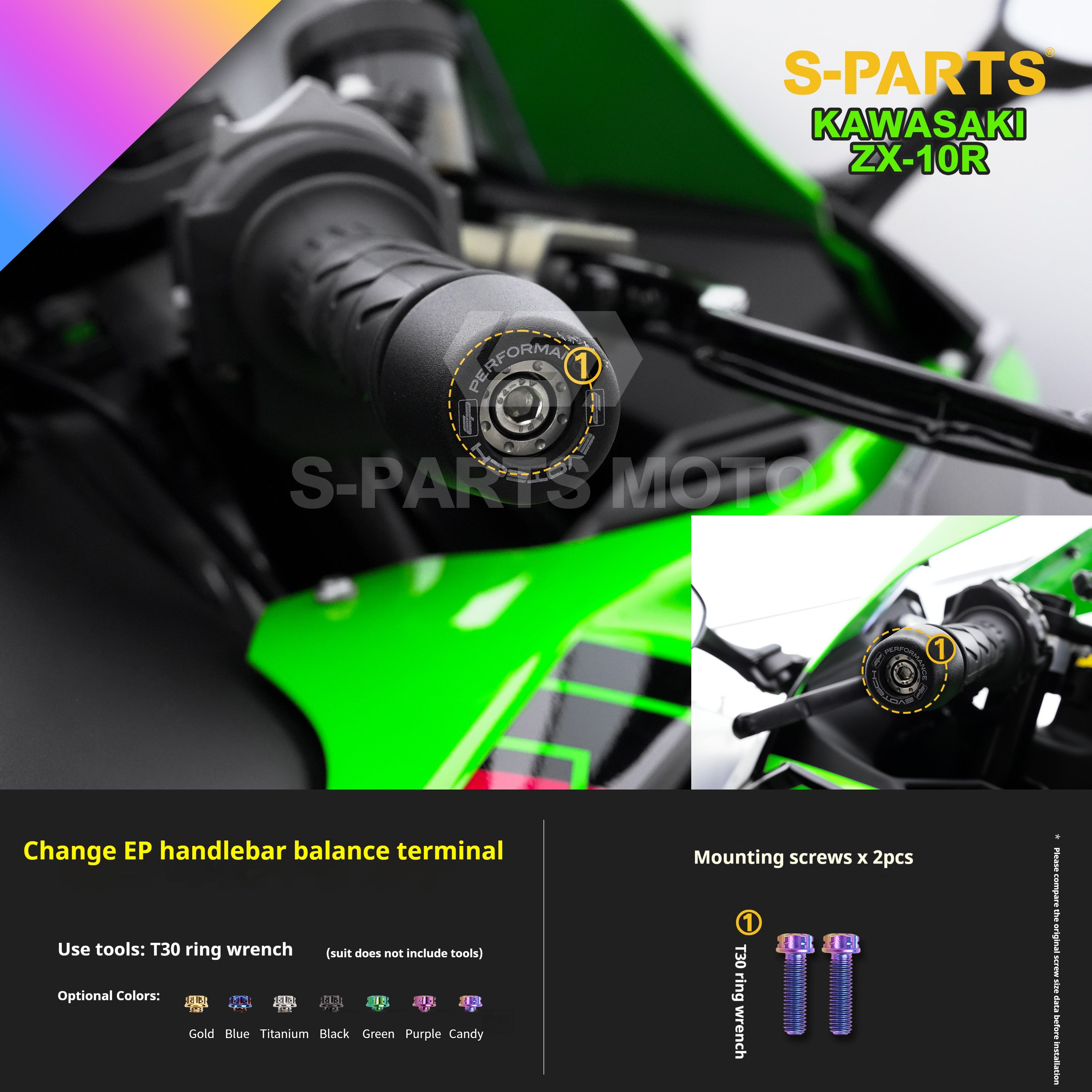SPARTS Titanium Screw Set for Kawasaki ZX-10R 2023 – Custom Candy Color & CNC Titanium Upgrade Kit